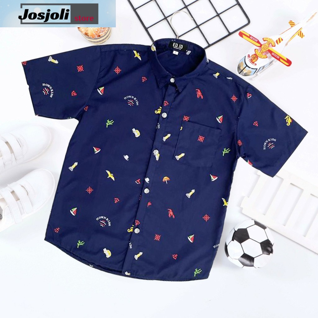 JOSJOLI_STORE/Kemeja Kids Owen/Kemeja Anak Laki-Laki Lengan Pendek/Fashion Anak/Size S, M, L, XL