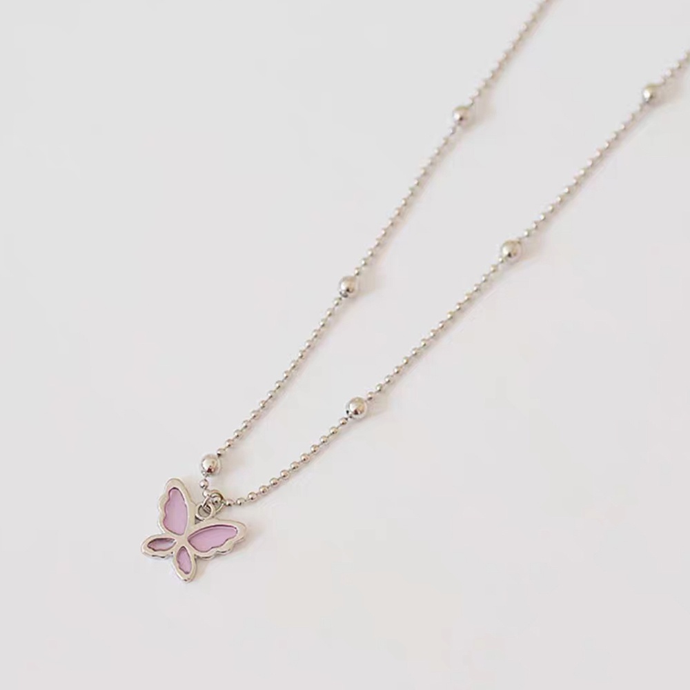 Ins woman simple 925silver Butterfly pendant Kalung Choker Rantai Klavikula