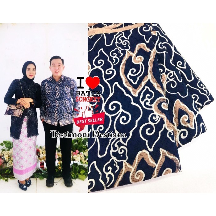 Batik Viscos Navy Pastel Motif 2 Cirebon Kain Batik Viscose Mega Mendung