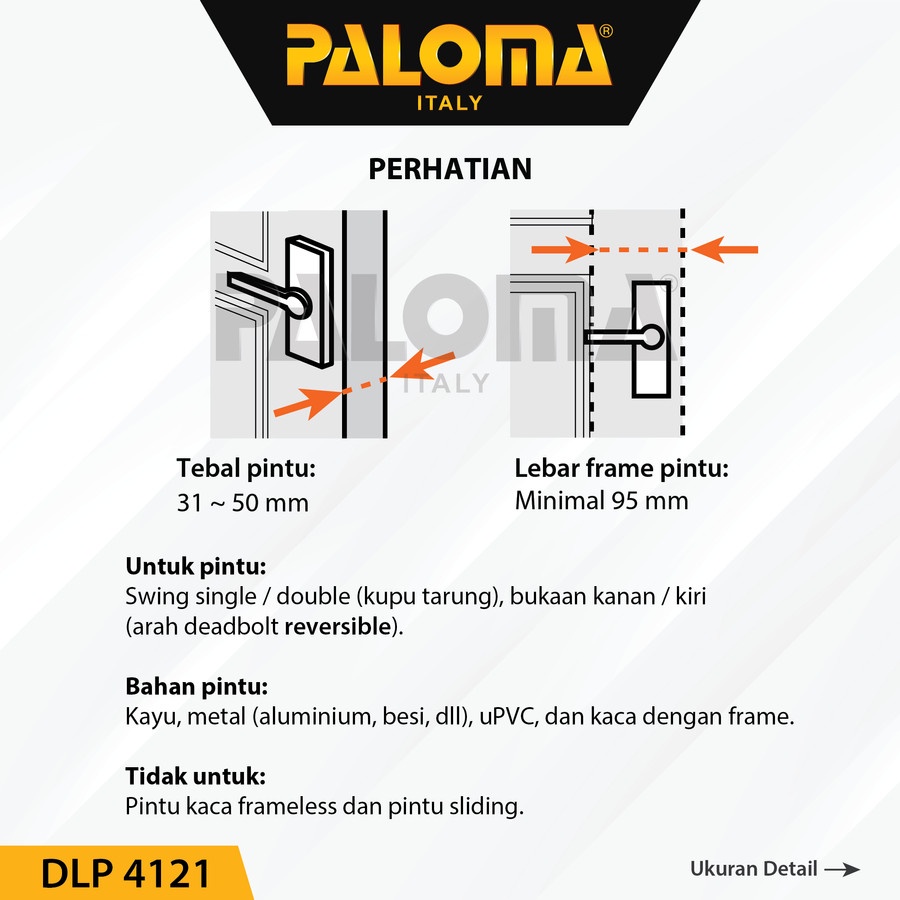 PALOMA DLP 4121 Digital Lock Smart Home Door Kunci Pintu Deadbolt WiFi PASSWORD FINGERPRINT HITAM BLACK