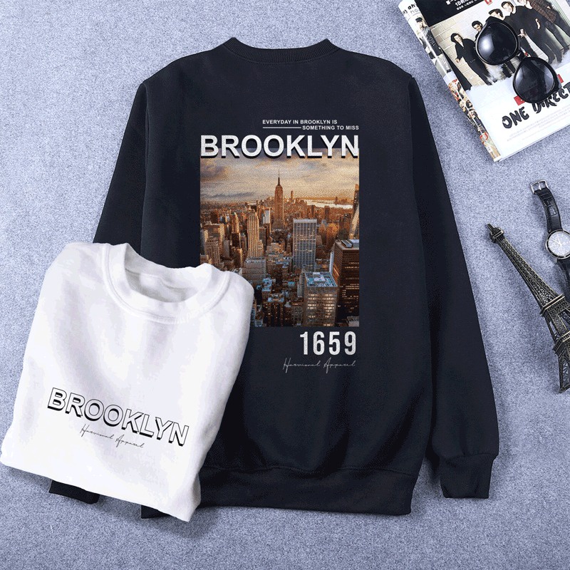 Parisdivarious Sweater Hoodie Sweatshirt Crewneck Brooklyn Gedung Bahan Fleece Size S - XXL (Pria &amp; Wanita)