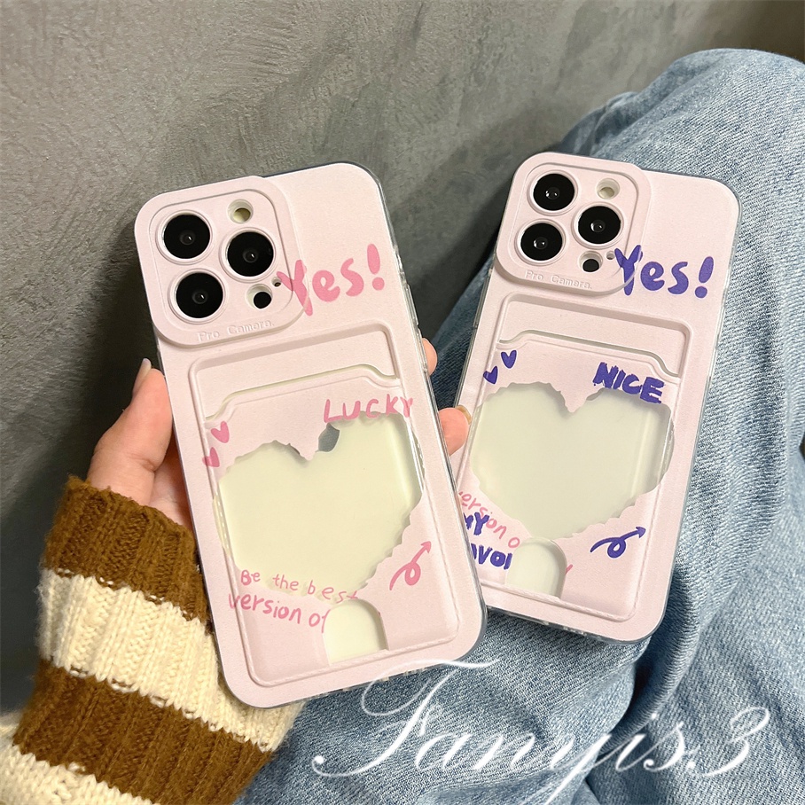 Compatible For IPhone 14 13 12 11 Pro Max X XR Xs Max 8 7 Plus SE 2020 Soft Case TPU Bening Holder Kartu Keberuntungan Untuk