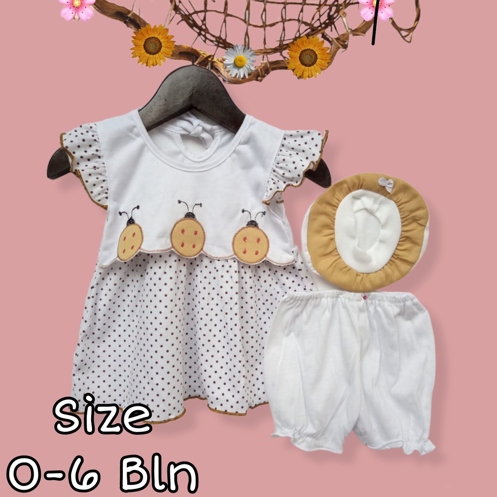 DRESS SET NEWBORN BABY USIA 0 - 6 BULAN WARNA PUTIH KOTAK-KOTAK BAJU ANAK MURAH TERBARU PAKAIAN ANAK