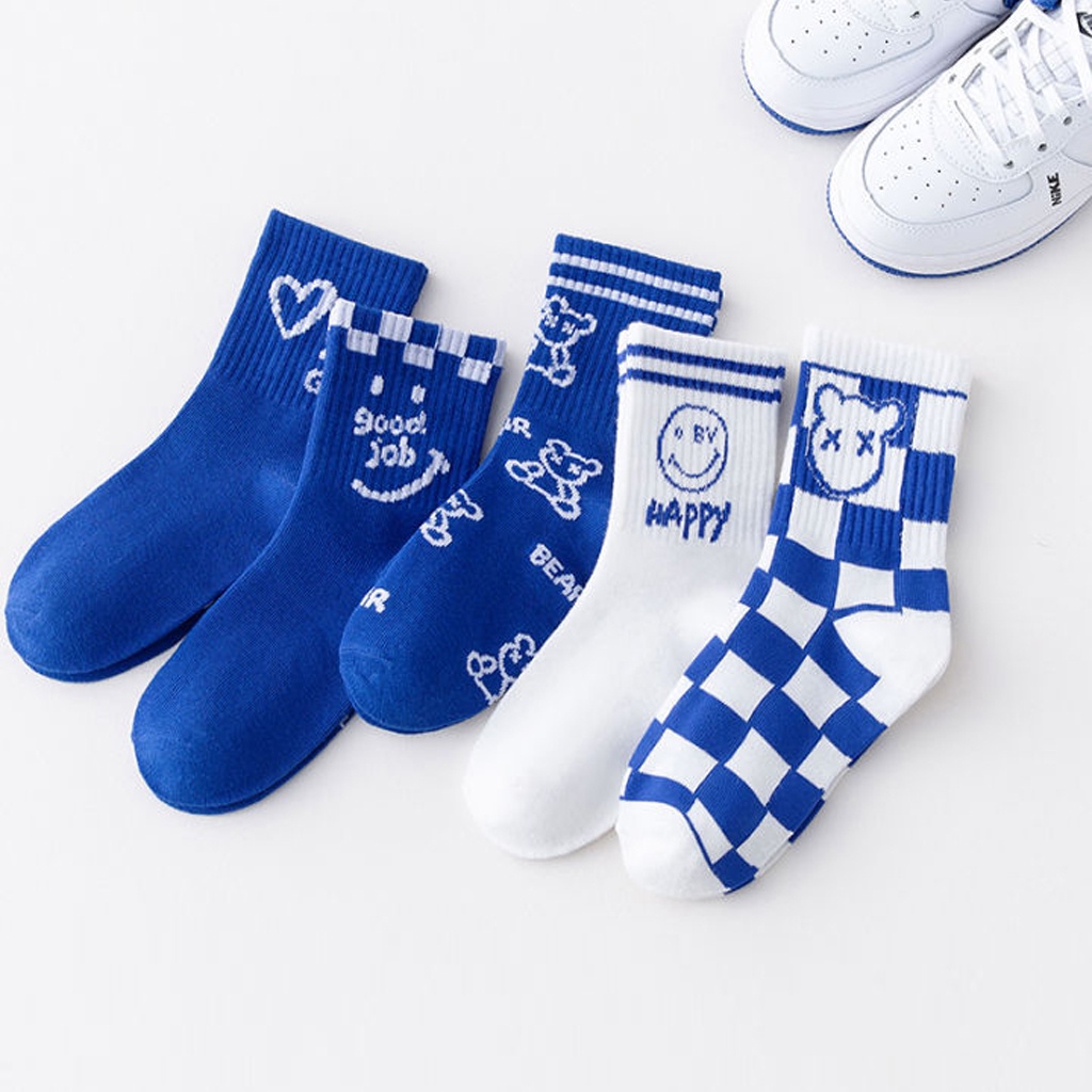 GTB Kaos Kaki Anak Motif Karakter Kaus Kaki Bayi Biru Putih Lucu KK051