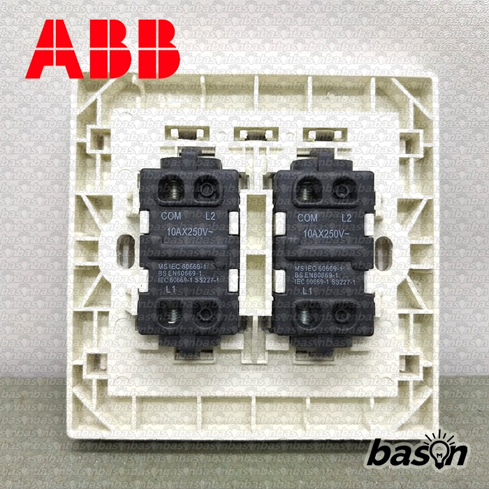 ABB AC102 CONCEPT 2 Gang 1 Way Switch - Saklar Seri / 2 Tombol