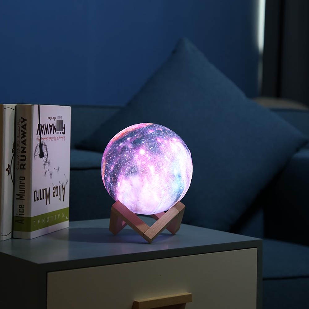 Lampu Tidur Bulan 3D Unik Dekorasi Kamar Minimalis LD312 Printed Moon Night Light Lamp - Lampu Meja Hias  12 Cm Berubah Warna Warni Untuk Kamar