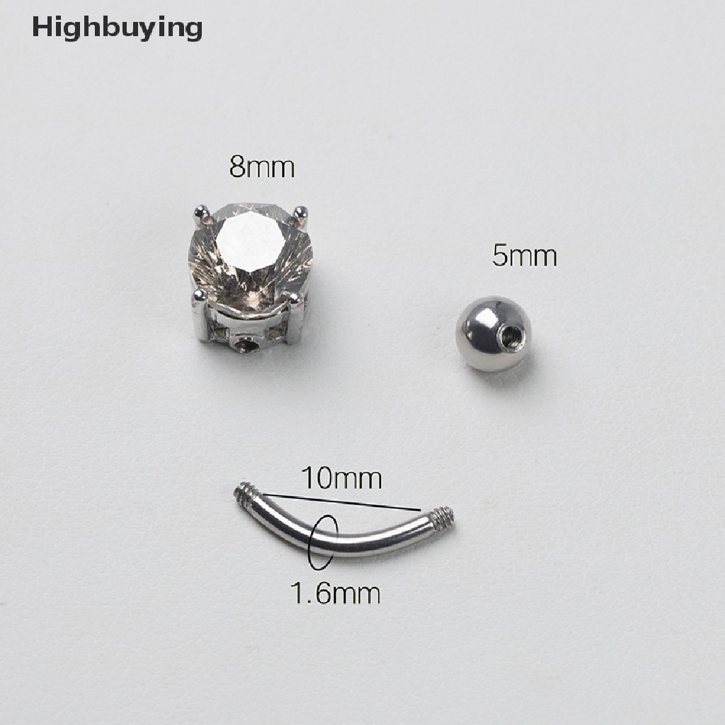 Hbid Multifaceted Zircon Navel Nail Stainless Steel Pusar Kuku Tubuh Cincin Glory