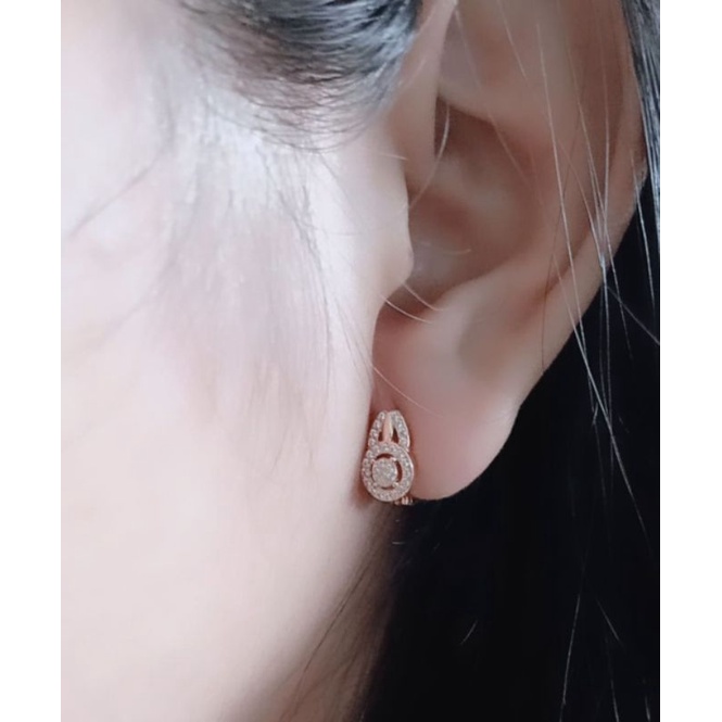 anting jepit bunny mp full / anting perak asli silver 925 lapis emas/ anting fashion wanita terbaru