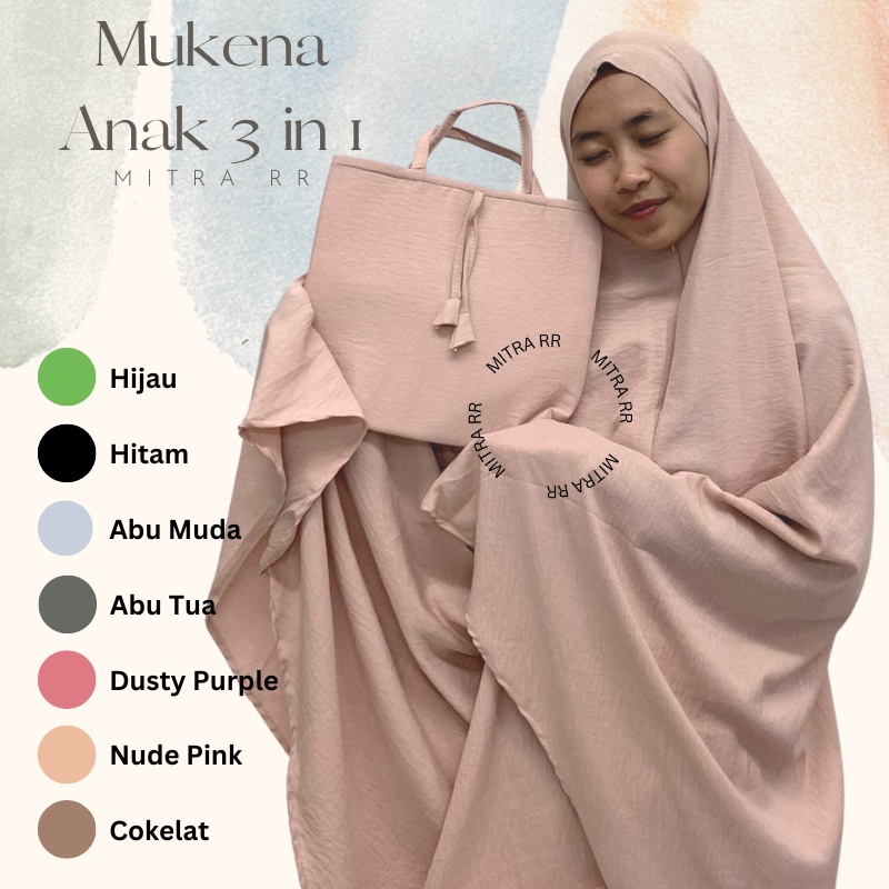 Mukena Anak French 3in1 Crinkle/ Mukena Anak SMP-SMA / Mukena Remaja Tanggung Terbaru 2023 / Mukena Lesty