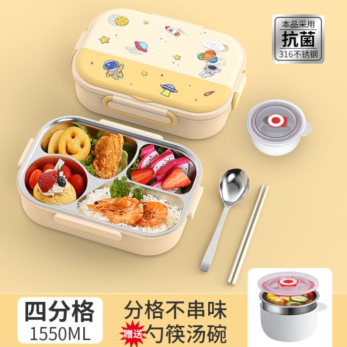 Lunch Box Notoska - Lunch Box Stainless 4 Sekat With Lunchbag/Kotak Makan 4Sekat