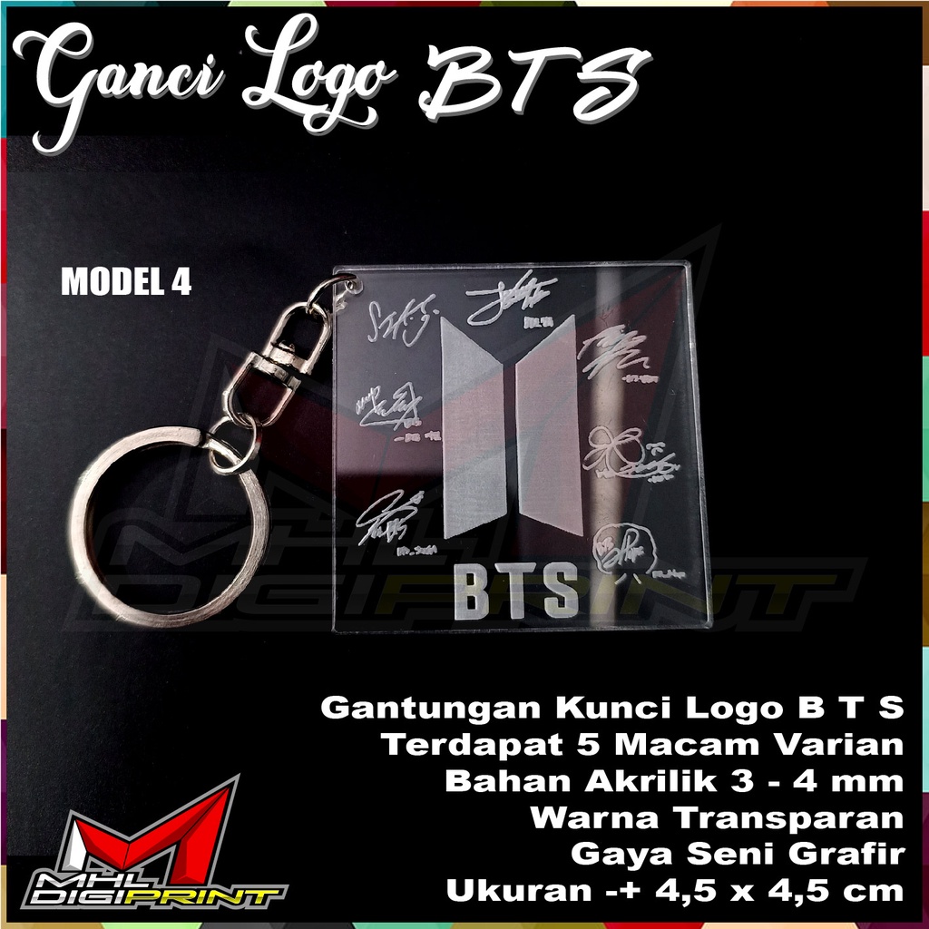 GANTUNGAN KUNCI AKRILIK LOGO BTS - GANCI BTS - SEHARI JADI - TANPA MINIMAL ORDER - GANTUNGAN KUNCI BTS