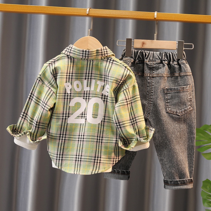 Setelan Kemeja Anak Laki Laki 3in1 SEAN Baju Anak Cowok Korean Style