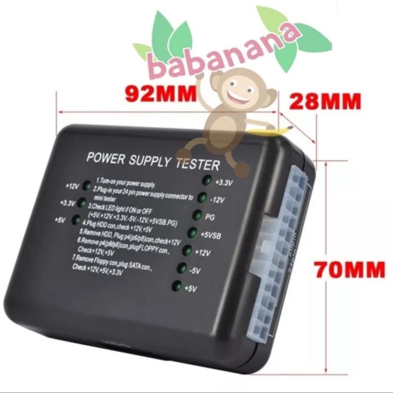Power supply tester led atx sata hdd 24pin psu motherboard alat tes
