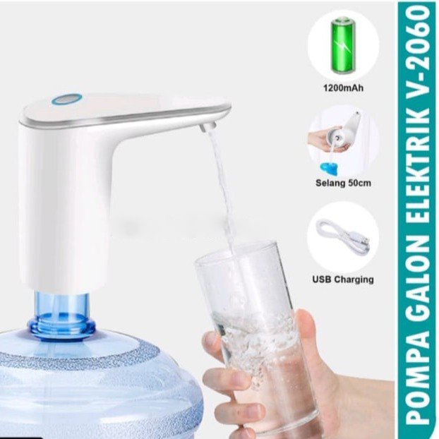 PROMO!!! POMPA GALON ELECTRIC/DISPENSER RECHARGEABLE VIPOO V-2060 USB POWER GRATIS SELANG AIR