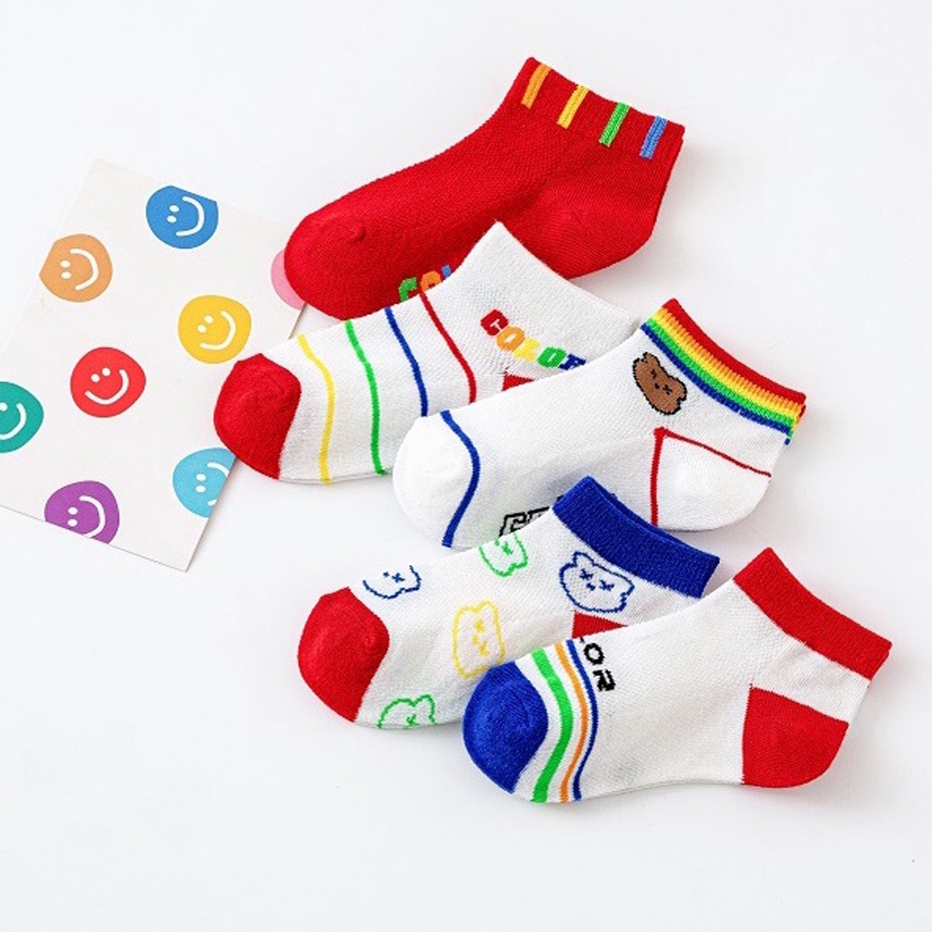 INDOMINI  Kaos Kaki Anak Motif Rainbow Bear Kaus Kaki Bayi Beruang Lucu KK037