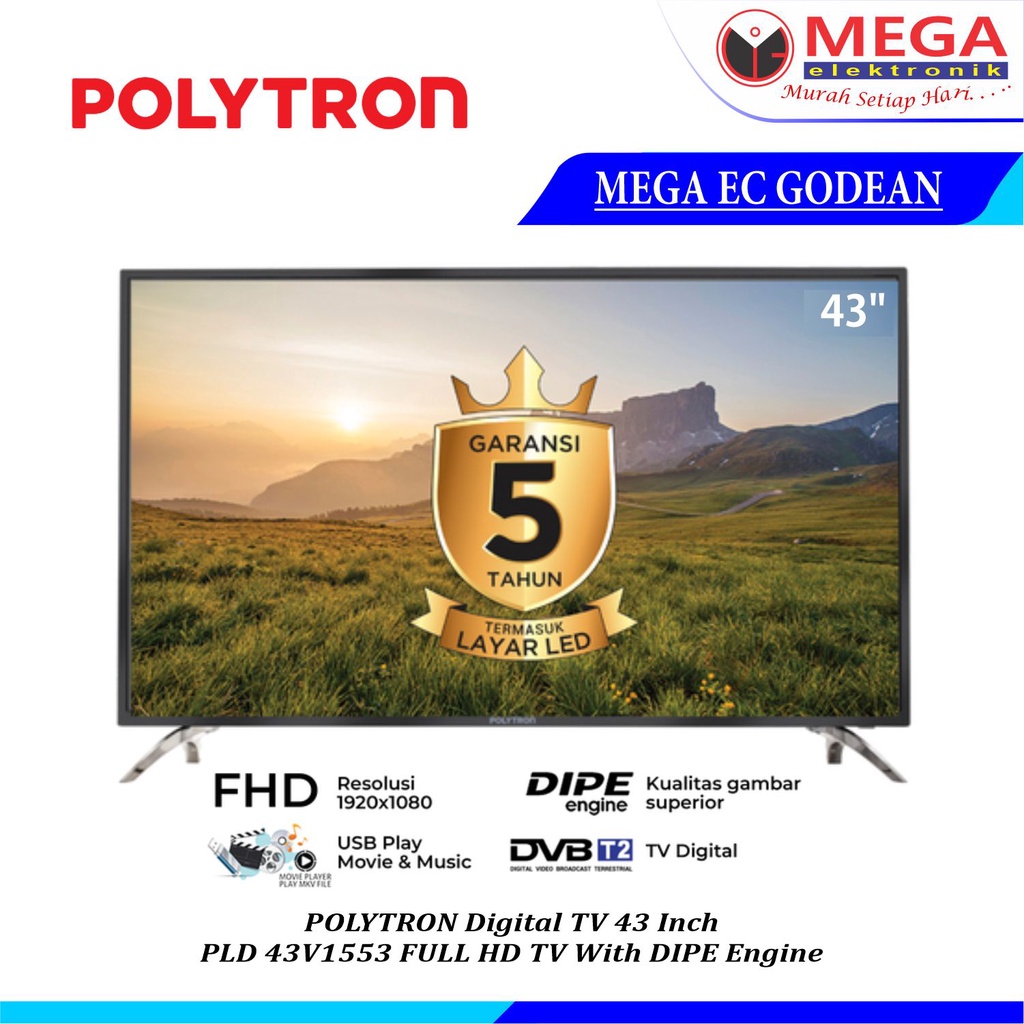 LED POLYTRON PLD 43V1553 DIGITAL TV 43 INCH