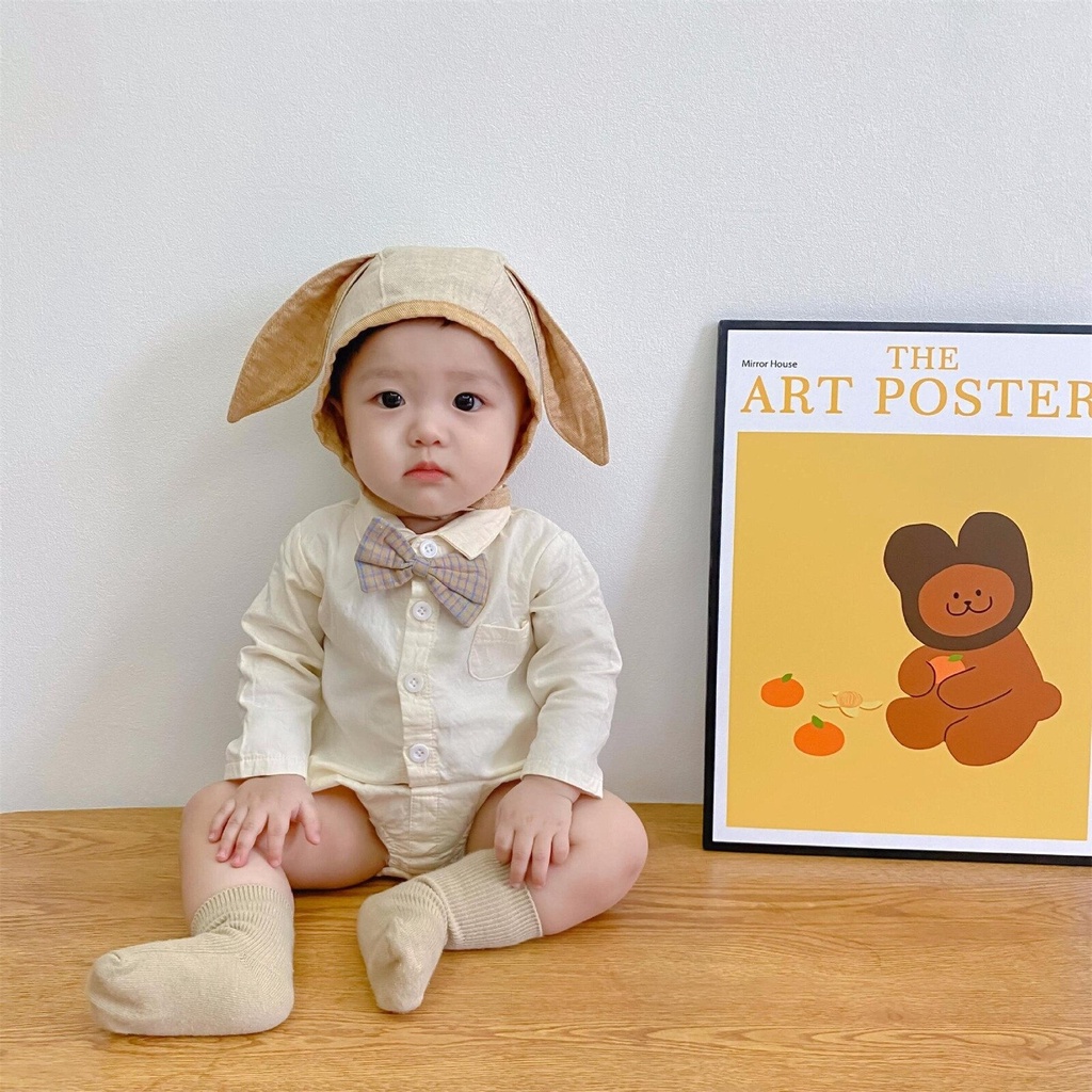 COD - Baju jumper anak unisex warna CREAM usia 1-2 tahun / Jumpsuit bayi olucu Import Premium
