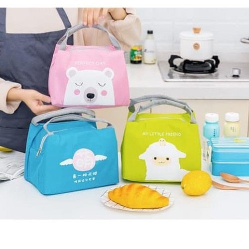 Serbagrosirmurah Motif kartun Wajah Lunch Bag Tas Bekal Tahan Panas Dingin Tas Bekal Karakter Lunch Bag Cooler Tas bekal Alumunium Motif