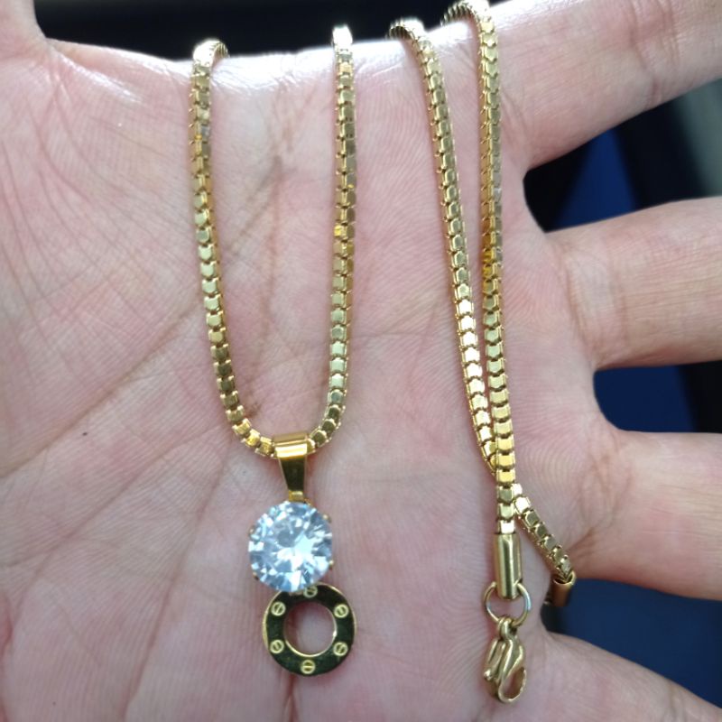 kalung titanium perhiasan wanita anti luntur viral import