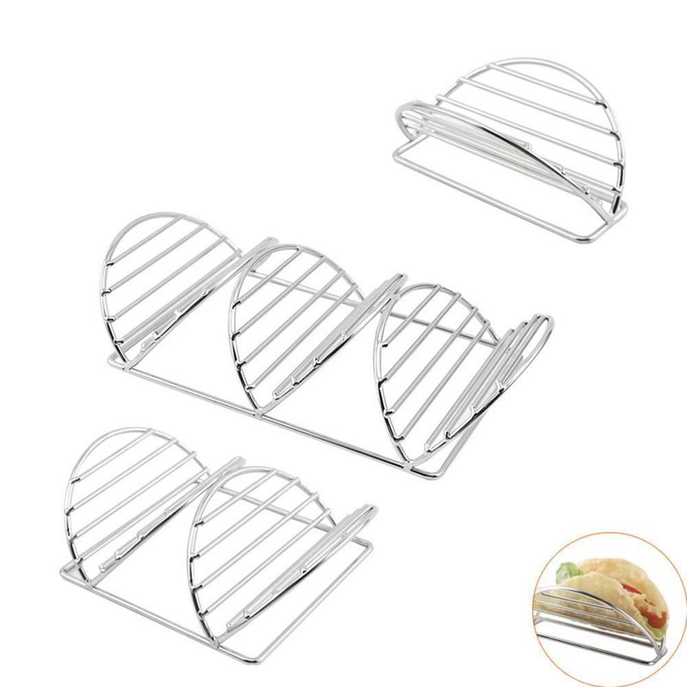 NICKOLAS1 Taco Holder Mexican Food Oven Stainless Steel Nyaman Dengan Pegangan Mudah Akses Piring Nampan