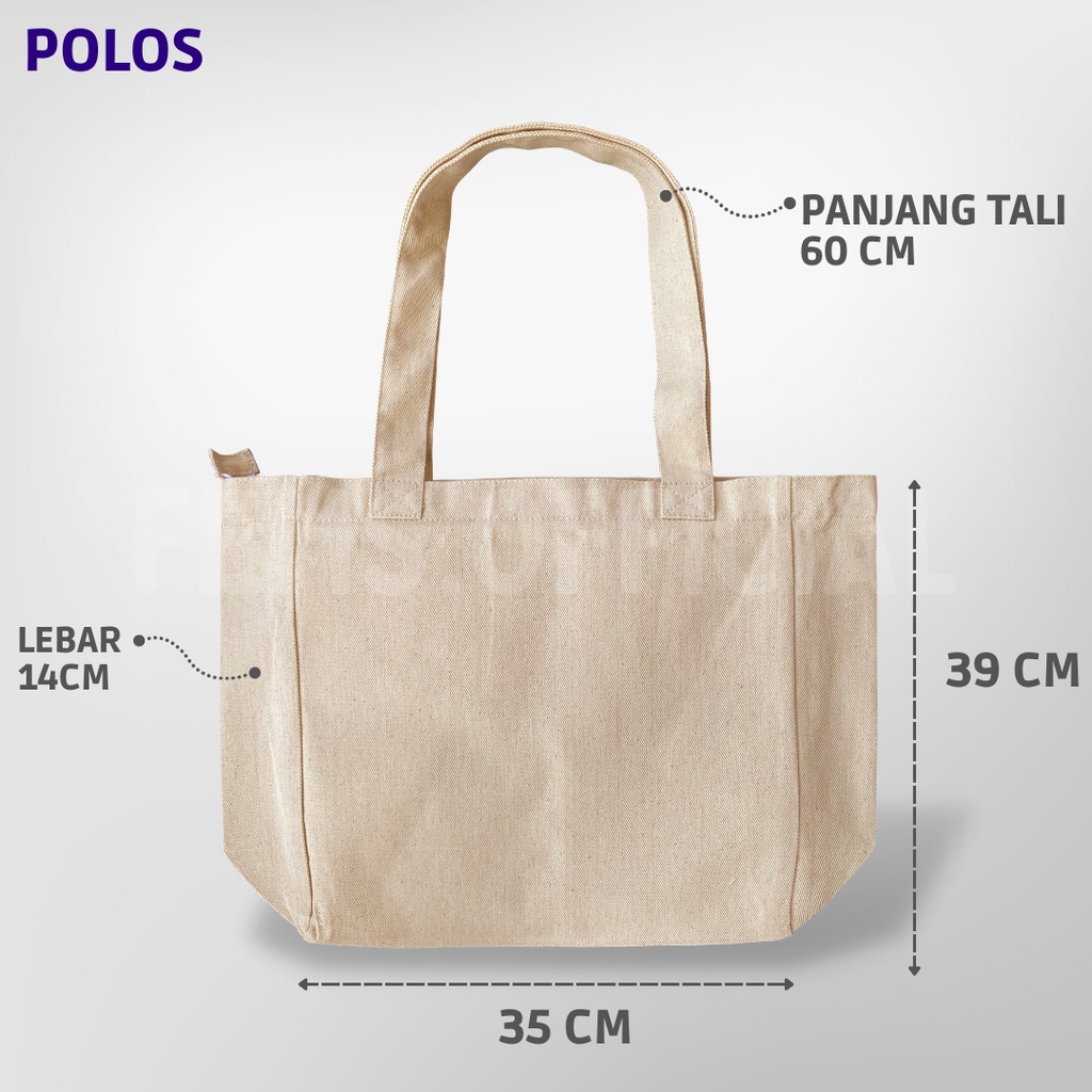 Tote bag Polos Grosir Kanvas Tebal Premium Serat Twill Totebag Nudie Bags Penutup resleting