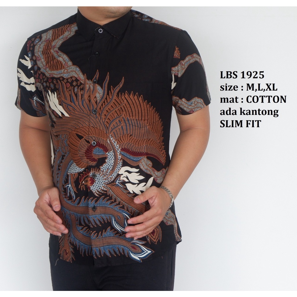 Baju Batik Pria Slimfit Kemeja Lengan Pendek Slim Fit LBS 1925