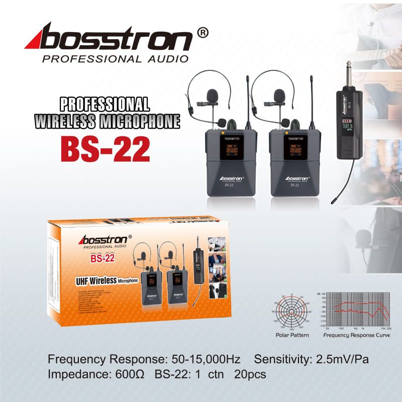 Mic Wireless 2 Jepit +2  Headset Basstron BS-22
