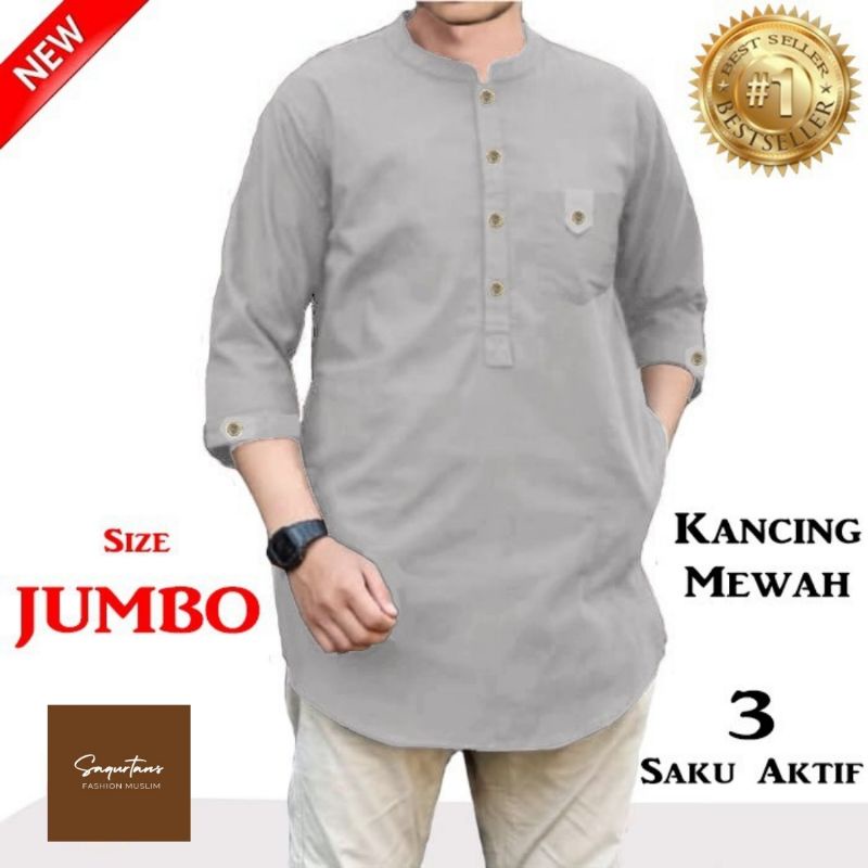 Hot Sale Baju Koko Qurta Muslim Trikhan Jumbo Pria Kancing Mewah