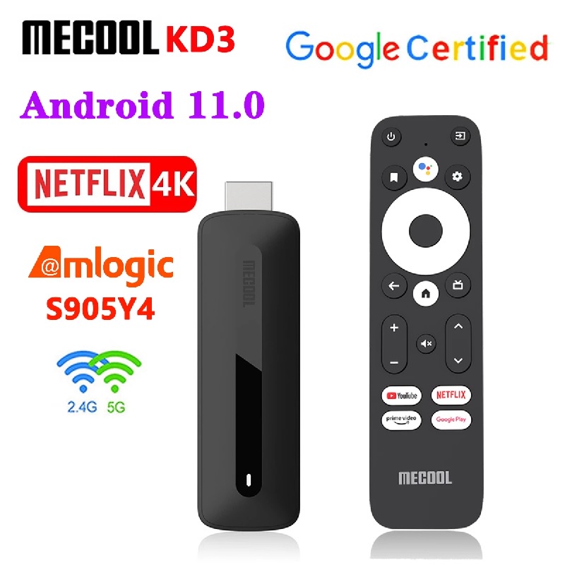 AKN88 - MECOOL KD3 - 4K UHD Google TV Stick - Media Player Google Certified