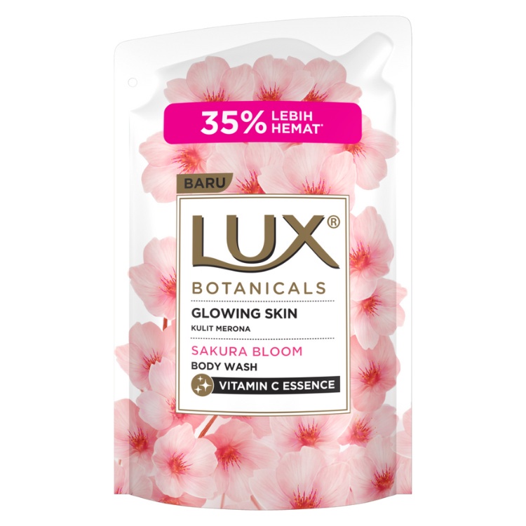 LUX BOTANICALS BODY WASH REFILL SAKURA BLOOM [ 825 ML ] KULIT GLOWING SKIN MERONA VITAMIN C ESSENCE FLORAL BEAUTY OIL KULIT CERAH BERSIH