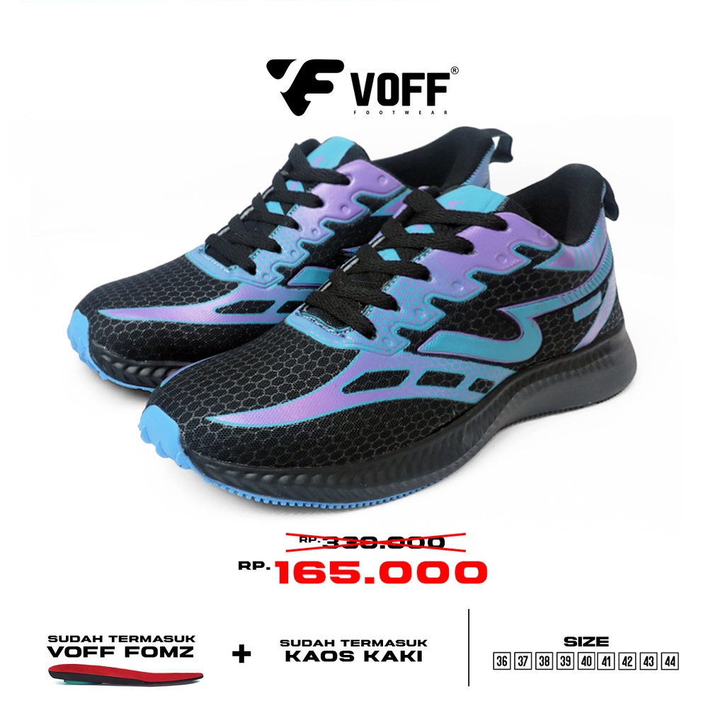 Voff - Sepatu Running Sneakers Pria Wanita Massive Purple Black