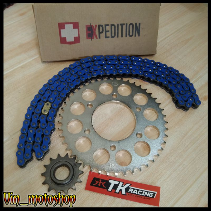 gear set scorpio TK racing 428 rantai VZM / EXPEDITION 428H Biru 140L