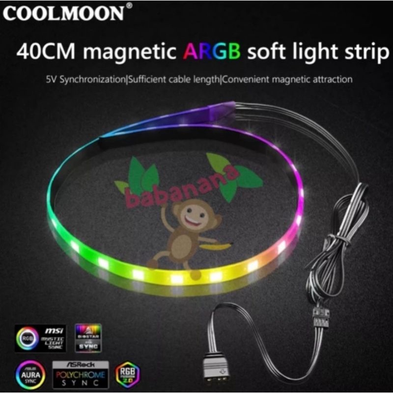 Coolmoon argb strip 3 pin 5v sync led soft light bar