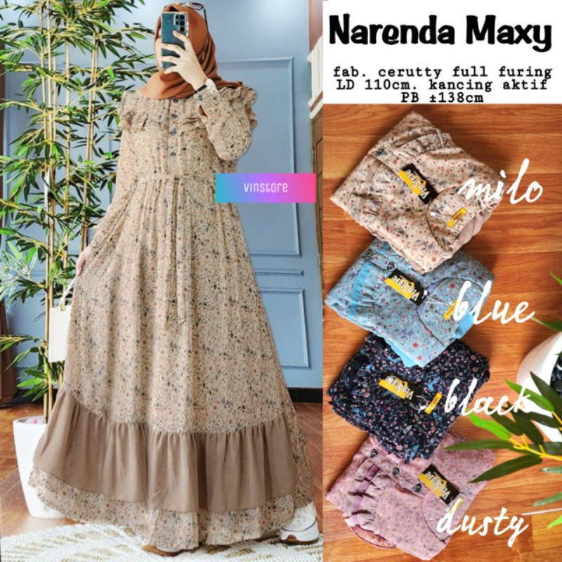 Baju Gamis Gamis Lebaran Wanita Perempuan Narenda Maxy Dress Mewah Gsmis Baju Muslimah Jumbo Premium