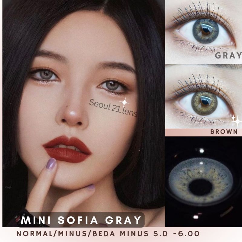 SOFTLENS MINI SOFIA GRAY KITTY KAWAII NORMAL MINUS Softlen Premium Made in Korea