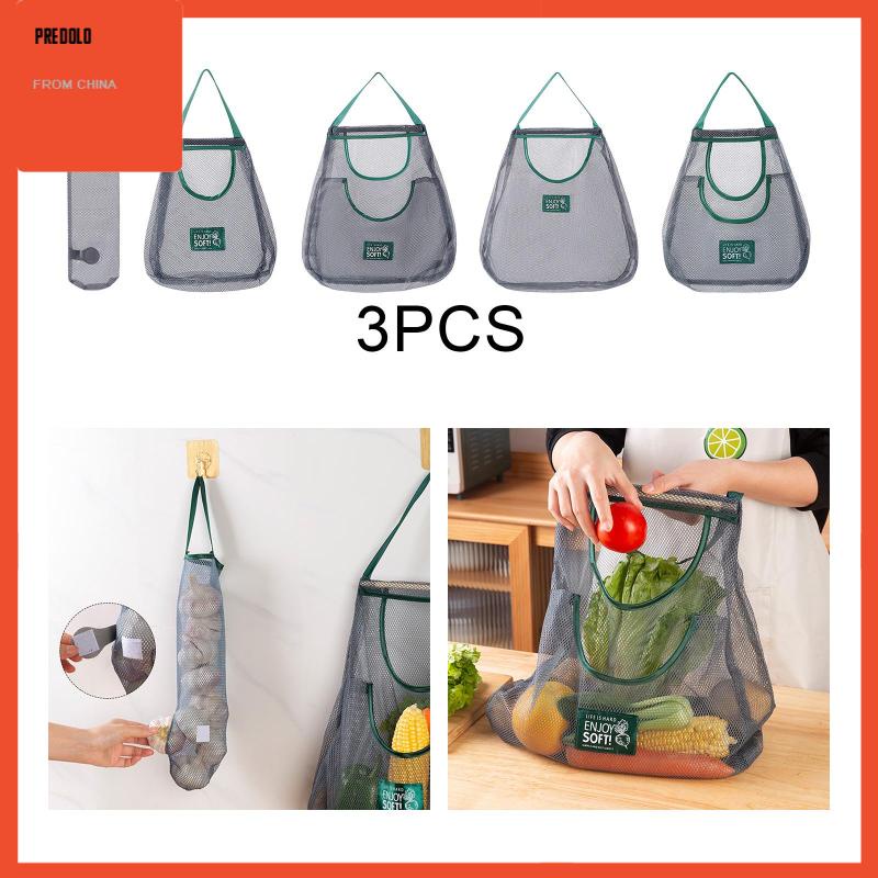 [Predolo] Set Isi3 Storag Mesh Bag Rumah Tangga Untuk Buah Sayuran Dapur Camping