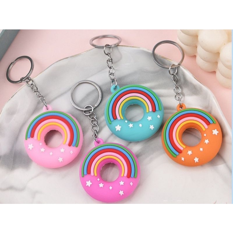 Gantungan Kunci / Key Chain Donut Pelangi Ganci Premium