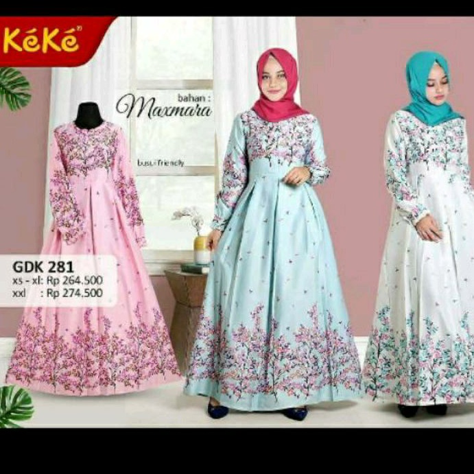 PROMO Gamis Keke GDK 281 / GAMIS BAHAN MAXMARA / Gamis Busui / Gamis Keke Original Promo