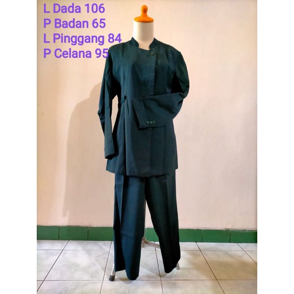 preloved setelan kerja kantor blazer celana hijau botol tua emerald LIKE NEW