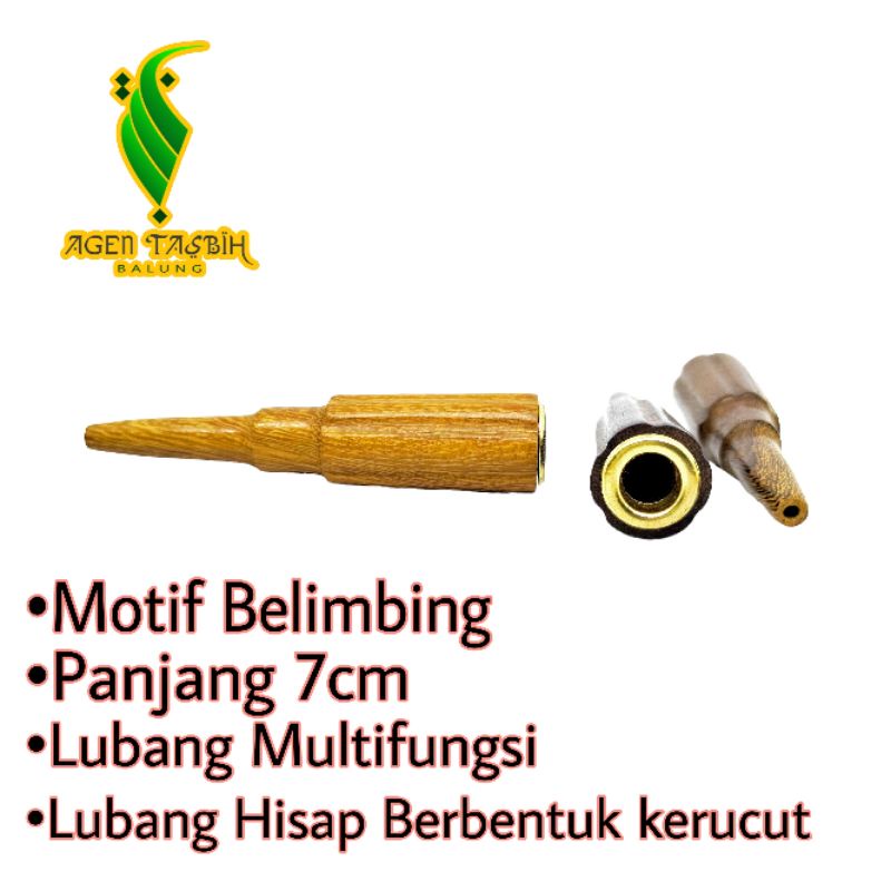 Once Pipa Motif Belimbing Terbaru, Panjang 7cm, varian 6 kayu, Lubang Multifungsi