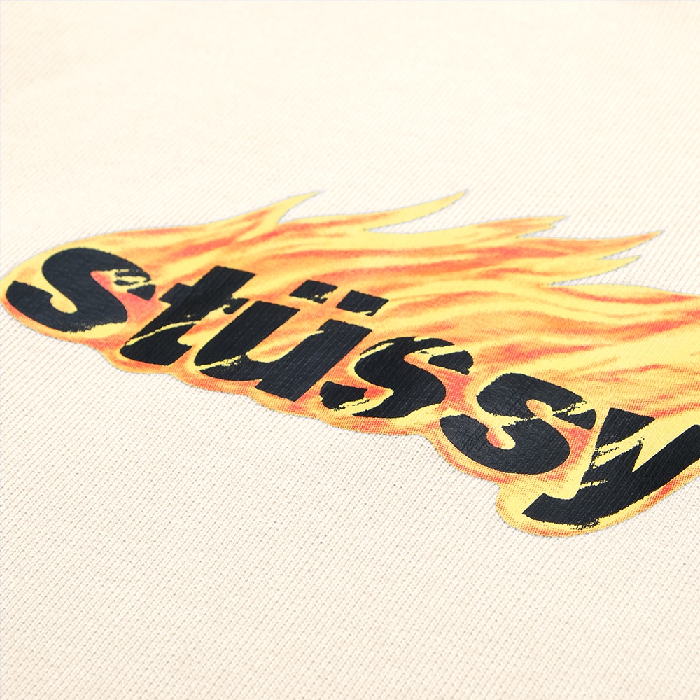 Stussy Flames Hoodie Ivory White