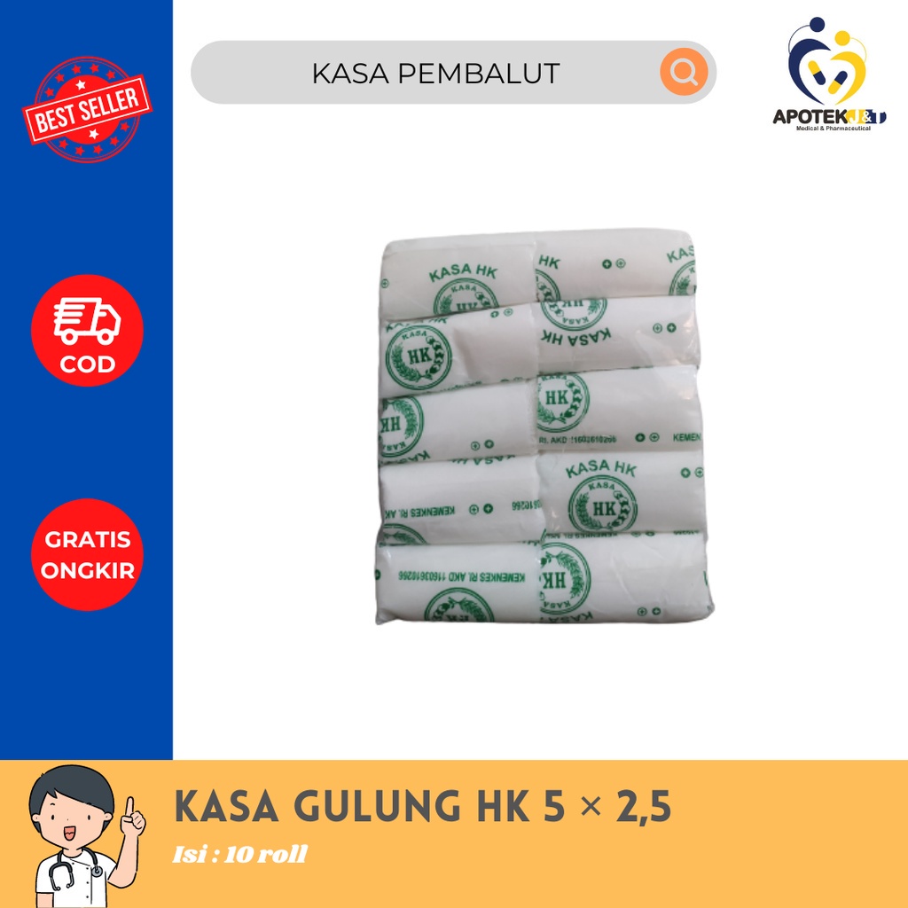 KASA PERBAN GULUNG HK UKURAN 10 CM  X 2,5 Y DAN 5 CM  X 2,5 Y / KASA PEMBALUT / ALAT P3K