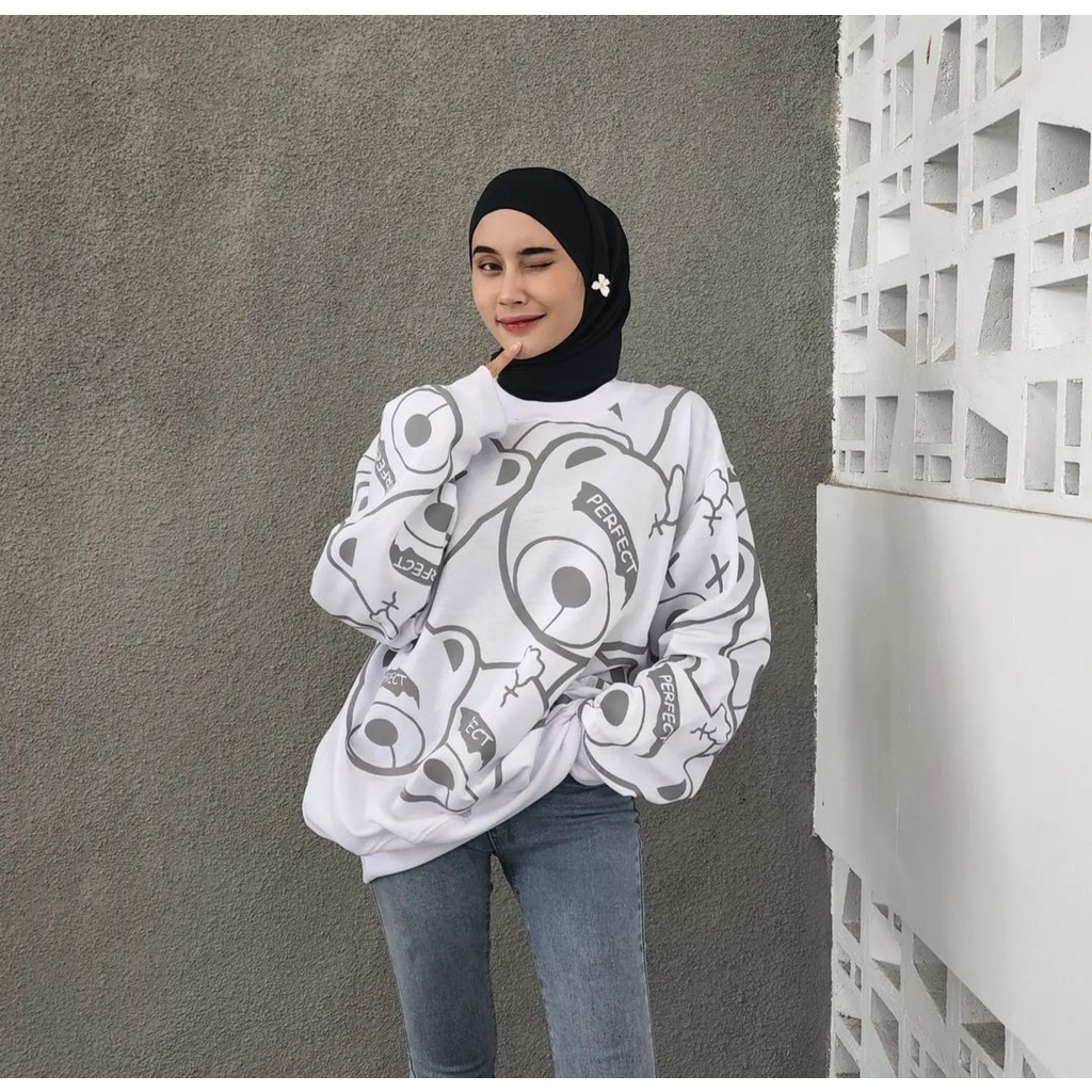 Sweater Crewneck Pria Wanita PANDA FULL PRINTEED 2XL Bigsize Atasan Outerwear Outfit Lucu Look Kasual Santai