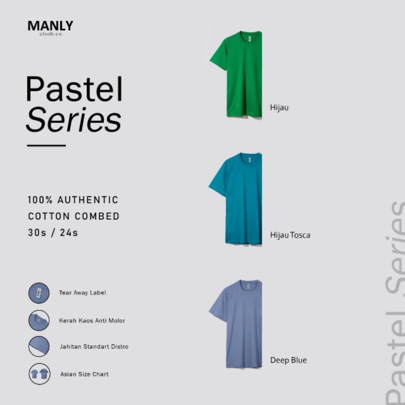 (PASTEL SERIES) Kaos Polos Cotton Combed 30S