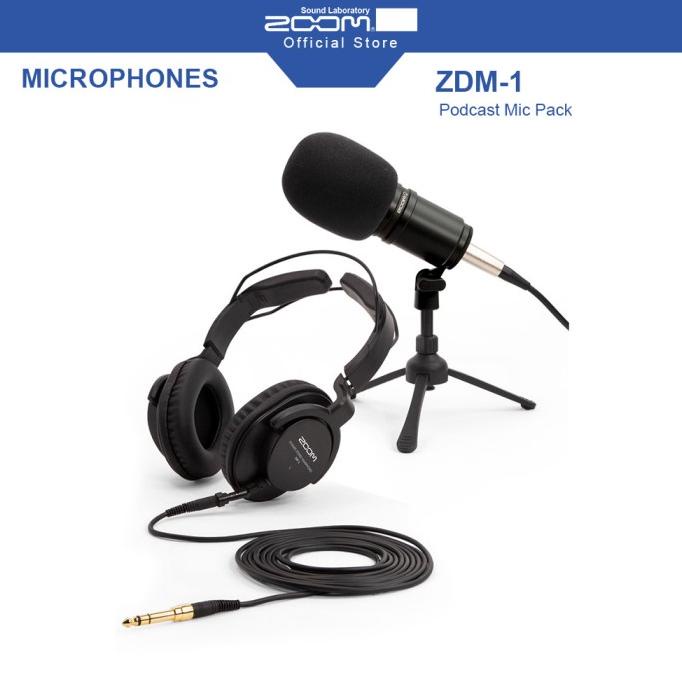Zoom ZDM-1 Podcast Mic Pack, Podcast Dynamic Microphone, Headphones, Tripod, Windscreen, XLR Cable, for Podcast Recording