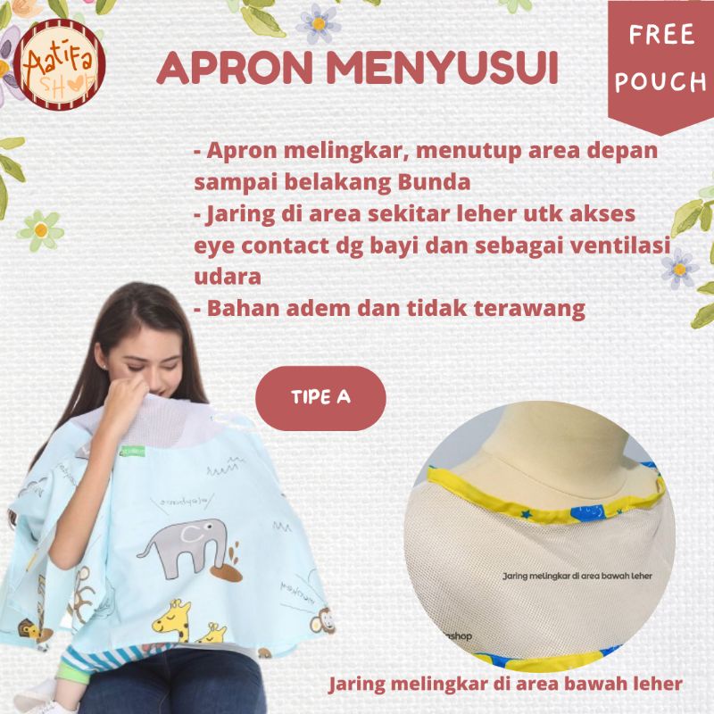 Nursing Apron Menyusui Bolak Balik / Apron Menyusui Melingkar / Penutup Menyusui / Nursing Cover / Celemek Menyusui / Cover Stroller Penutup Stroller (FREE POUCH)