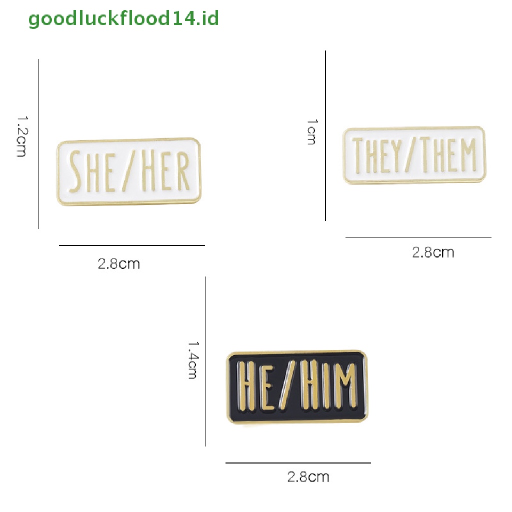 [GOOGFOUR] Kreatif Sederhana Pronouns Enamel Pin Hitam Putih SHE/HER Bros Kerah Pin Lencana Lucu Perhiasan Hadiah Untuk Teman [TOP]