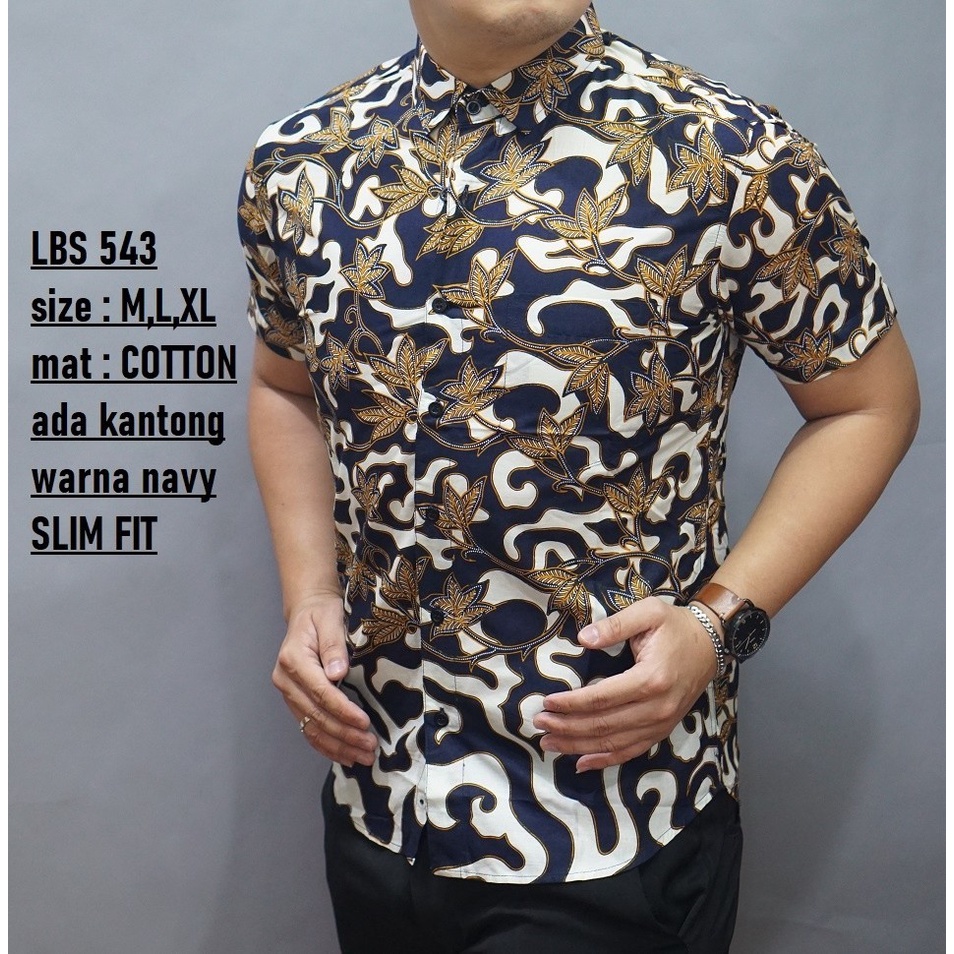 Baju Batik Pria Slimfit Kemeja Lengan Pendek Slim Fit LBS 543