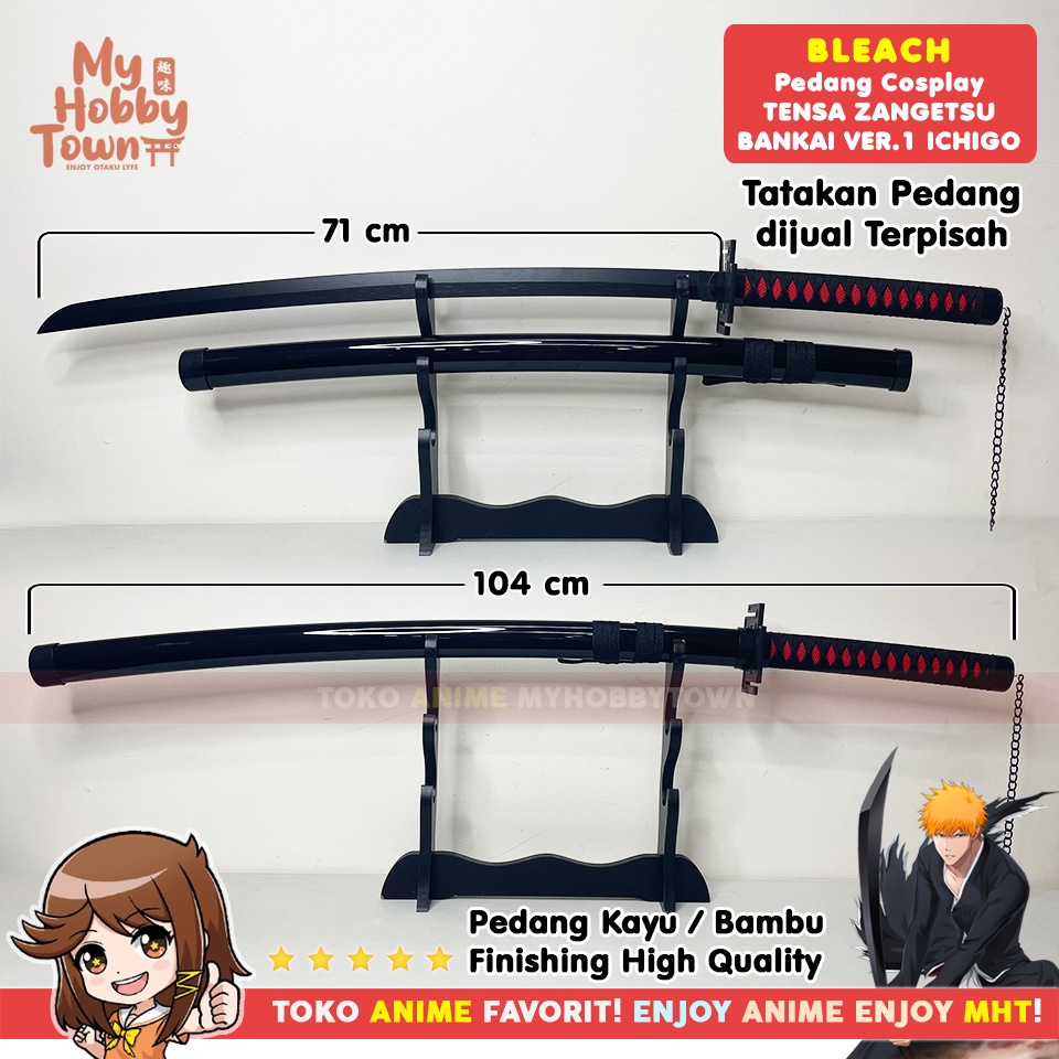 Replika Pedang Kayu Bleach Kurosaki Ichigo Tensa Zangetsu Bankai Ver 1