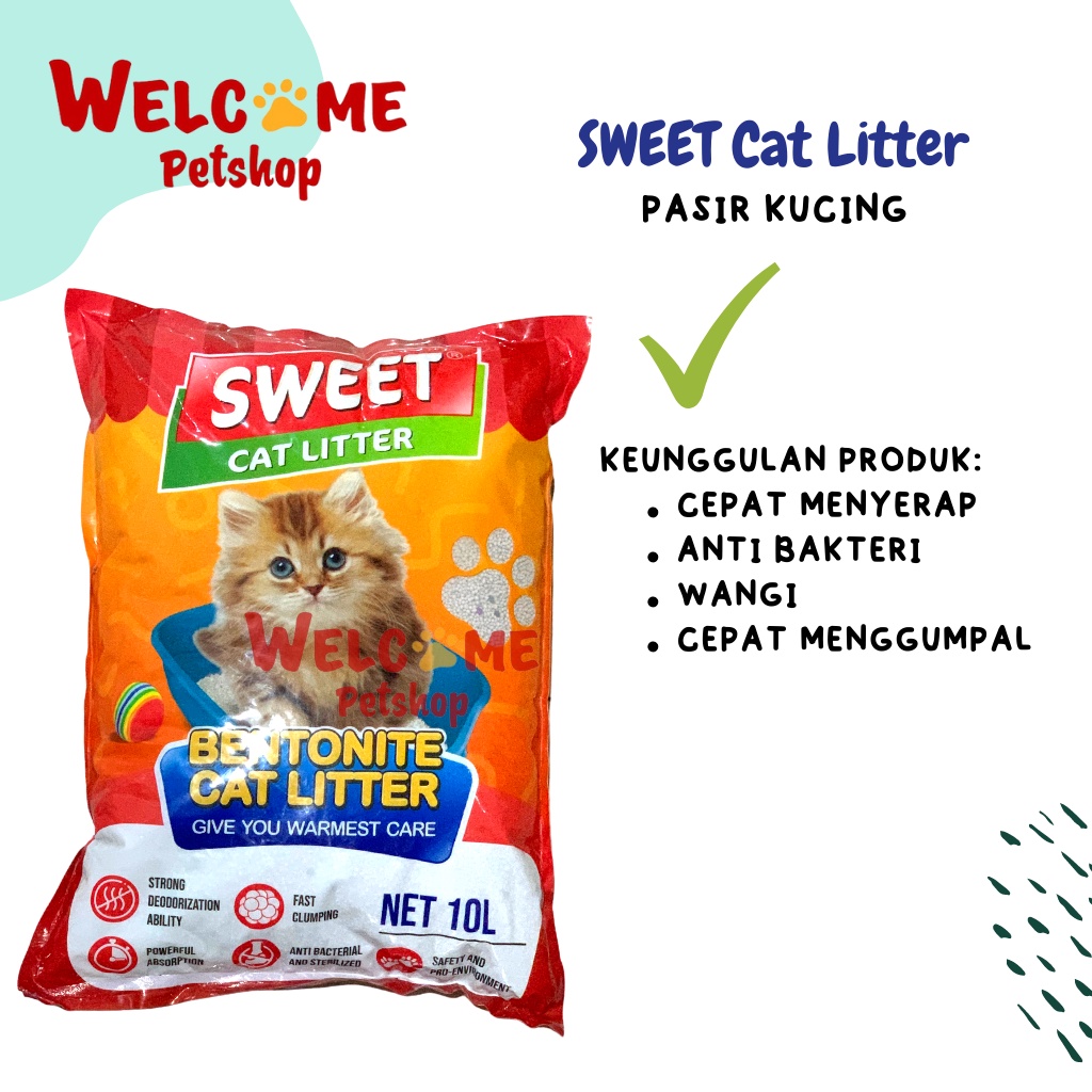 (GOJEK) Sweet Cat Litter 10L Pasir Kucing Gumpal Bentonite Wangi Liter